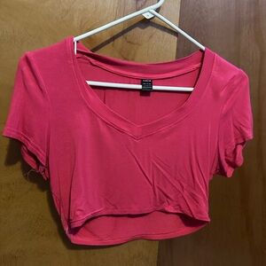 SHEIN Pink Short Sleeve Crop T-Shirt